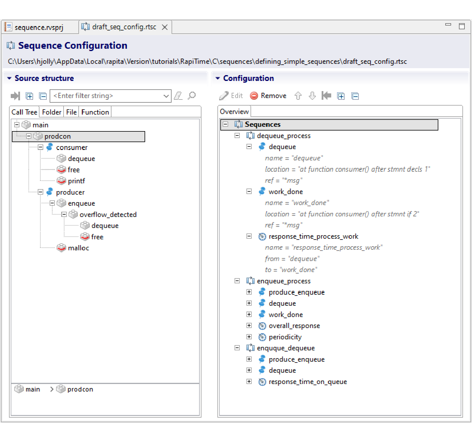 Checkpoints and measurements for RapiTime sequences