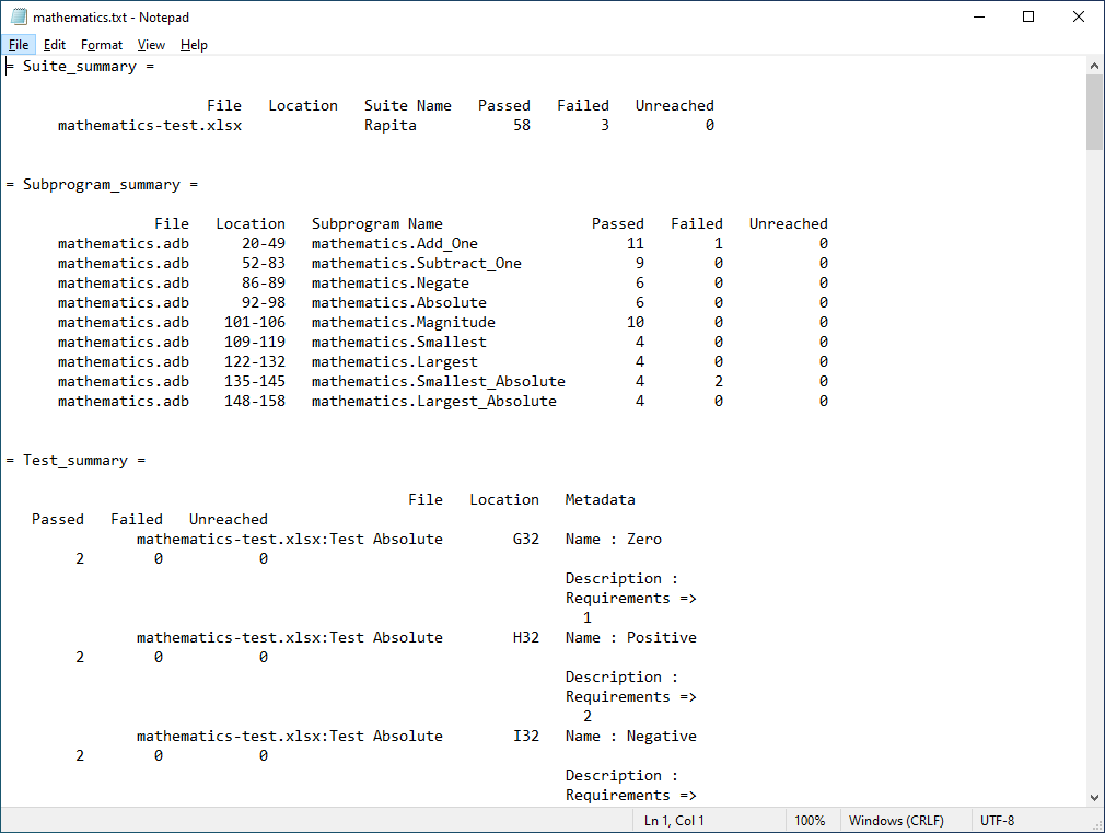 RVS supports a range of results export formats