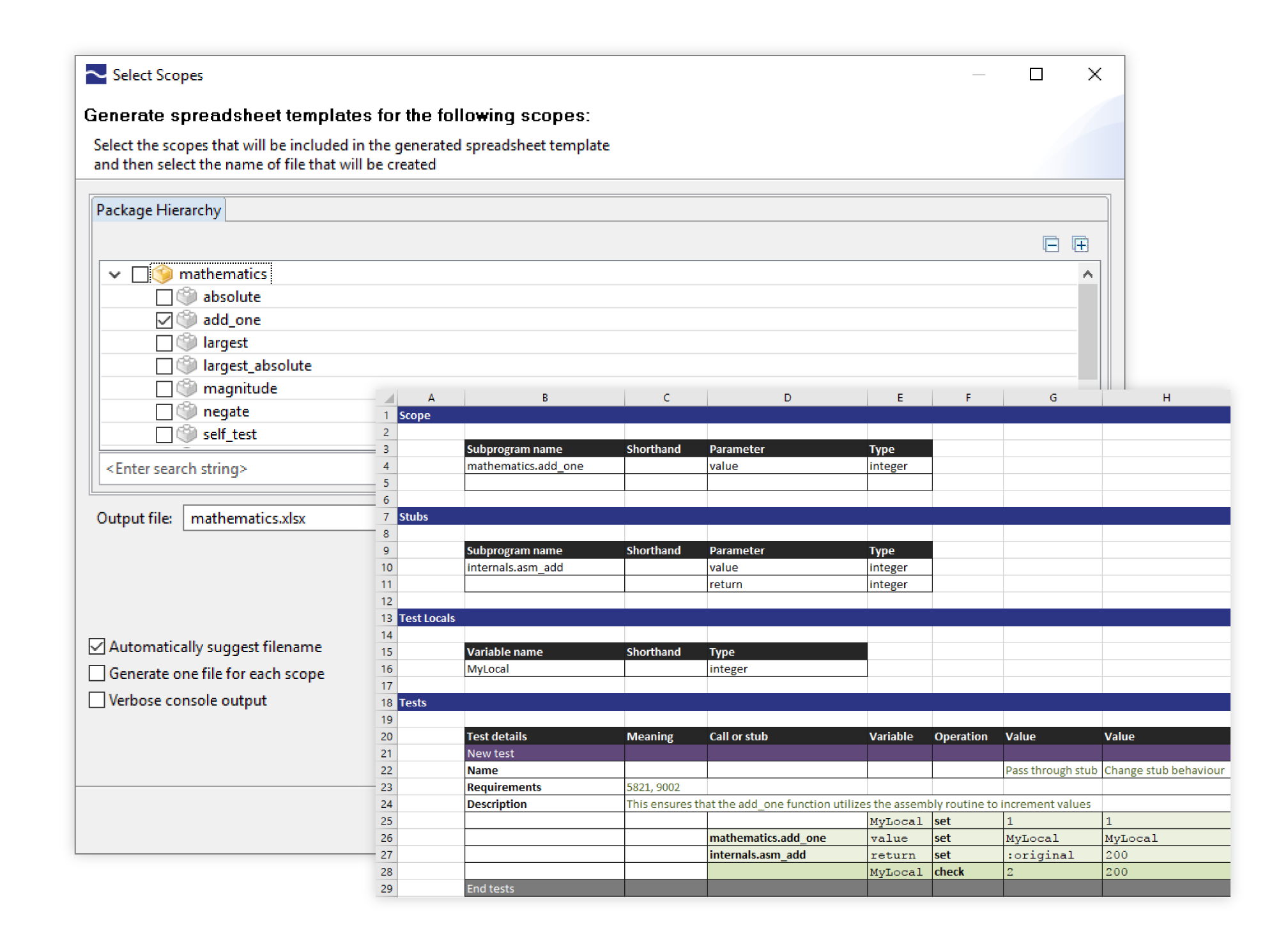 Spreadsheet template generation